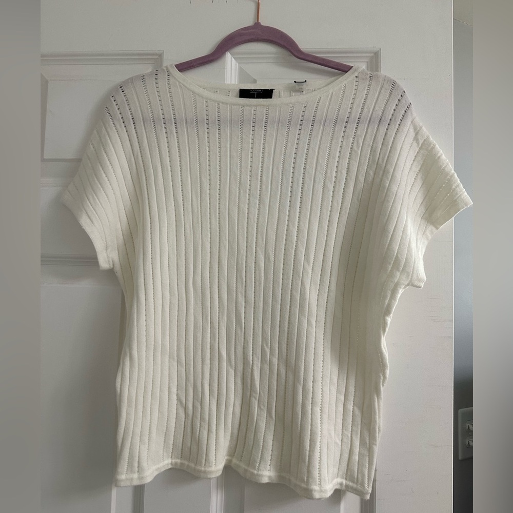 Tahari Ivory Short Sleeve Knit Top